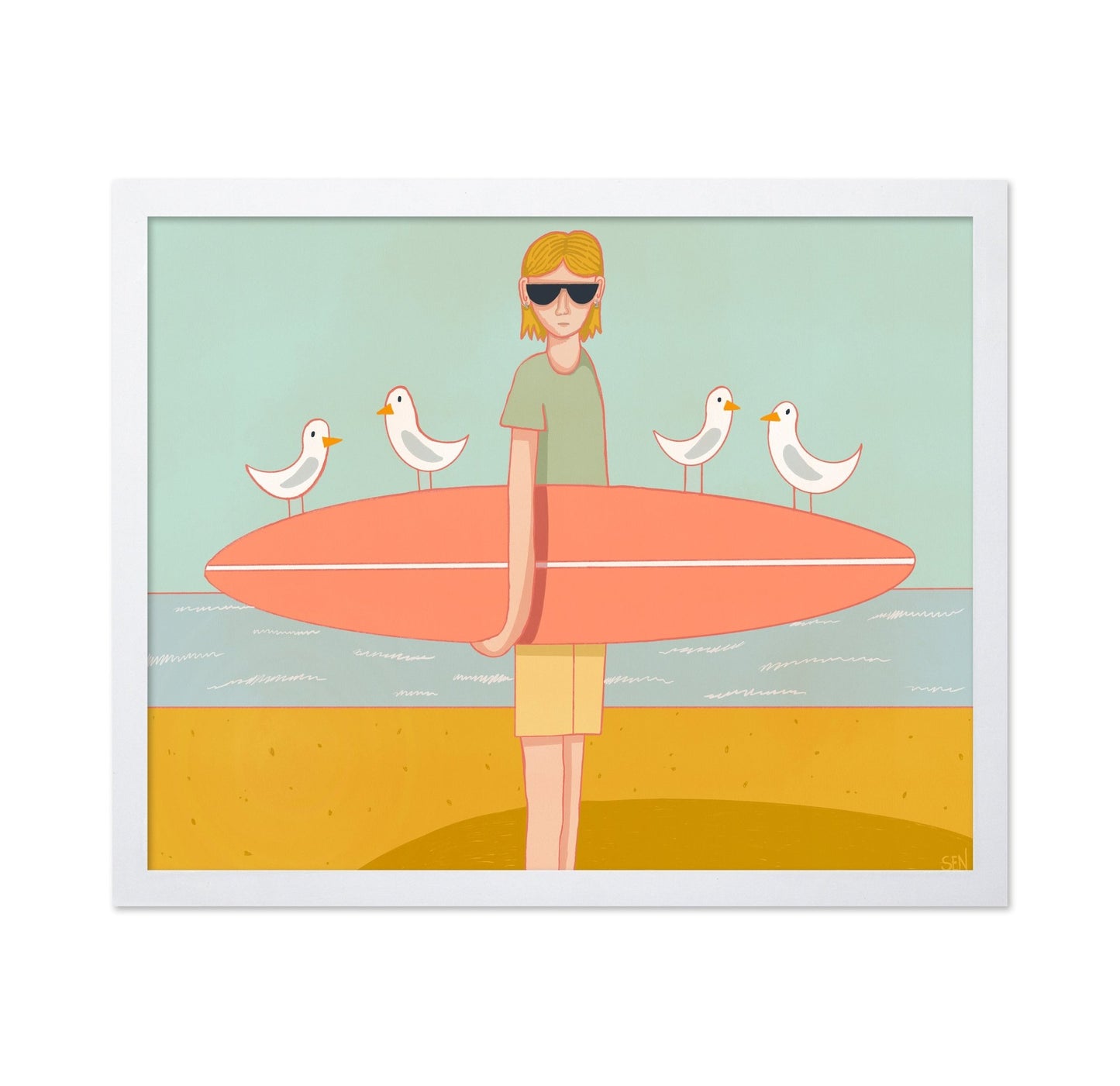 Surfboard Beach Scene