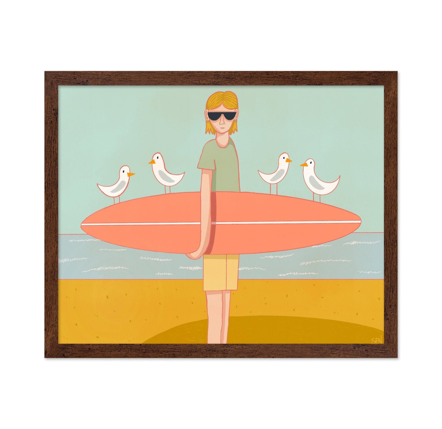 Surfboard Beach Scene