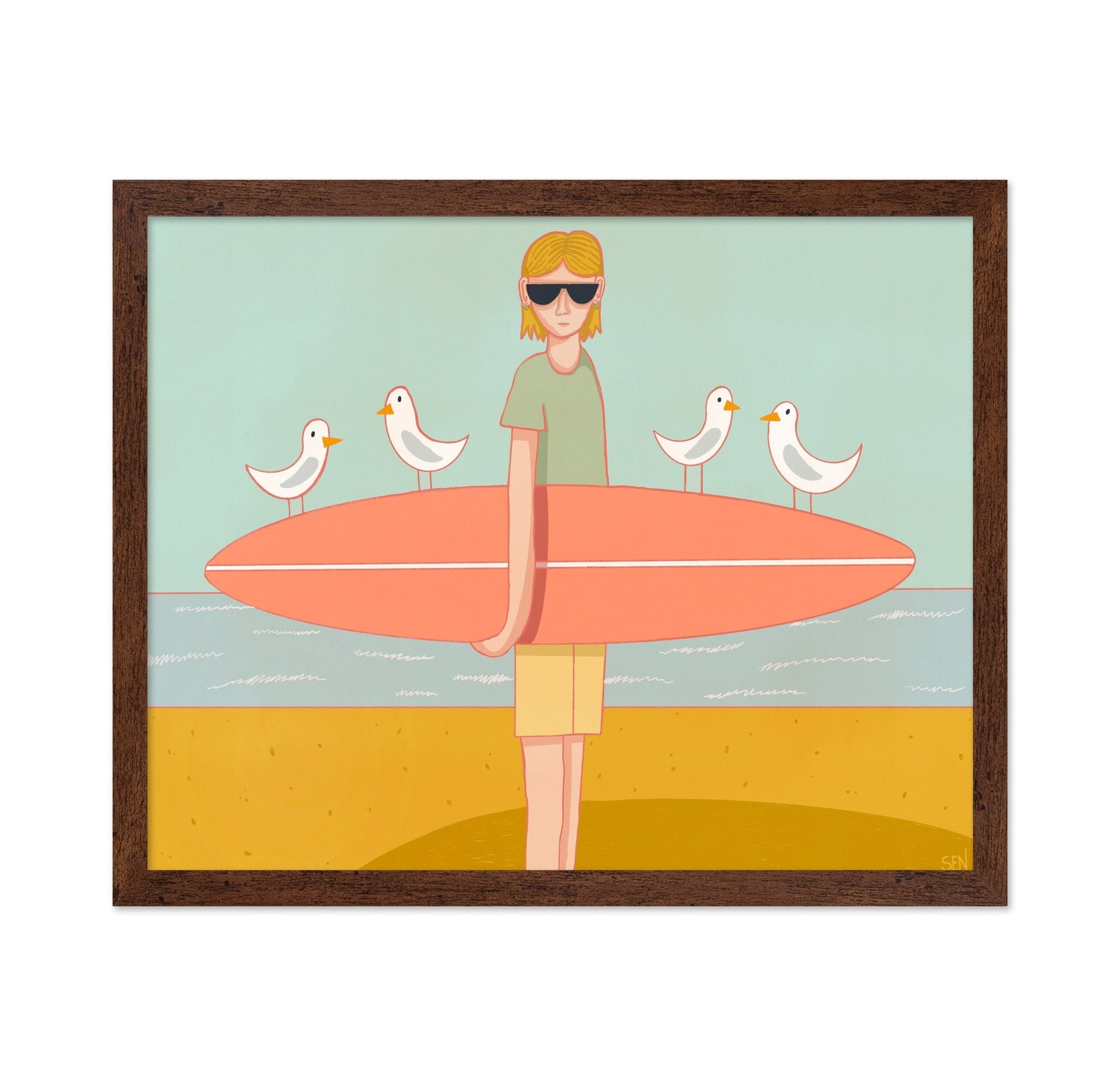 Surfboard Beach Scene