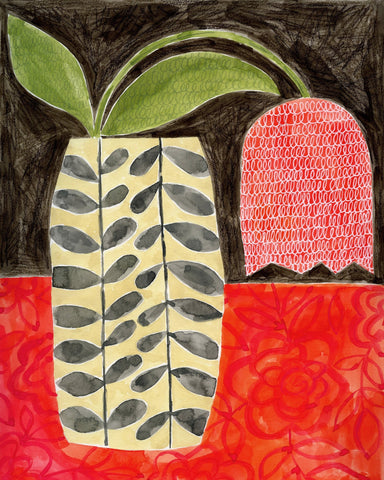 Patterned Vase Leaves