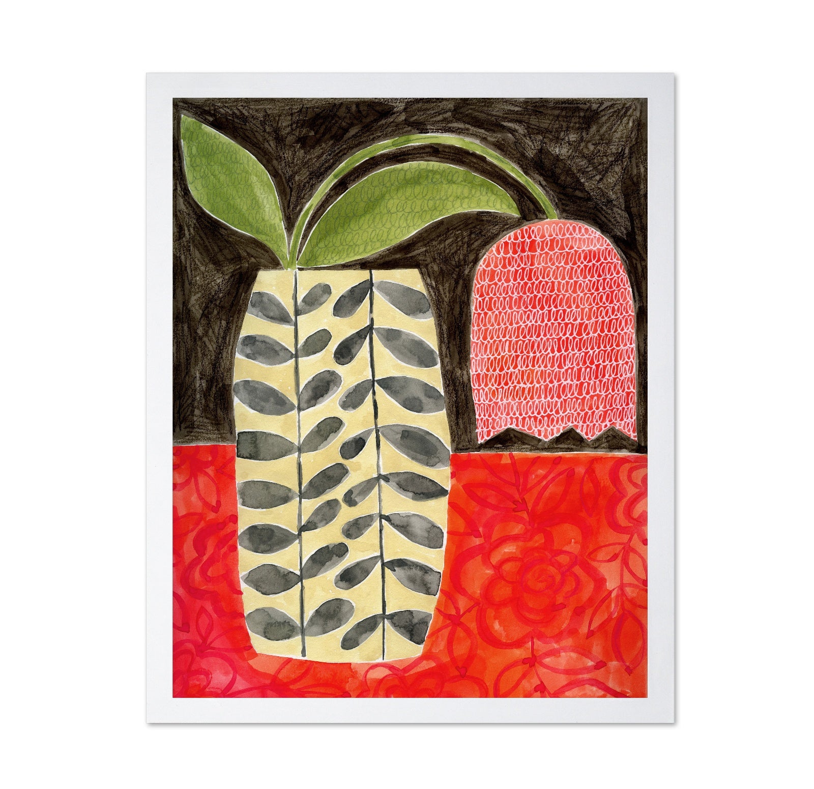 Patterned Vase Leaves