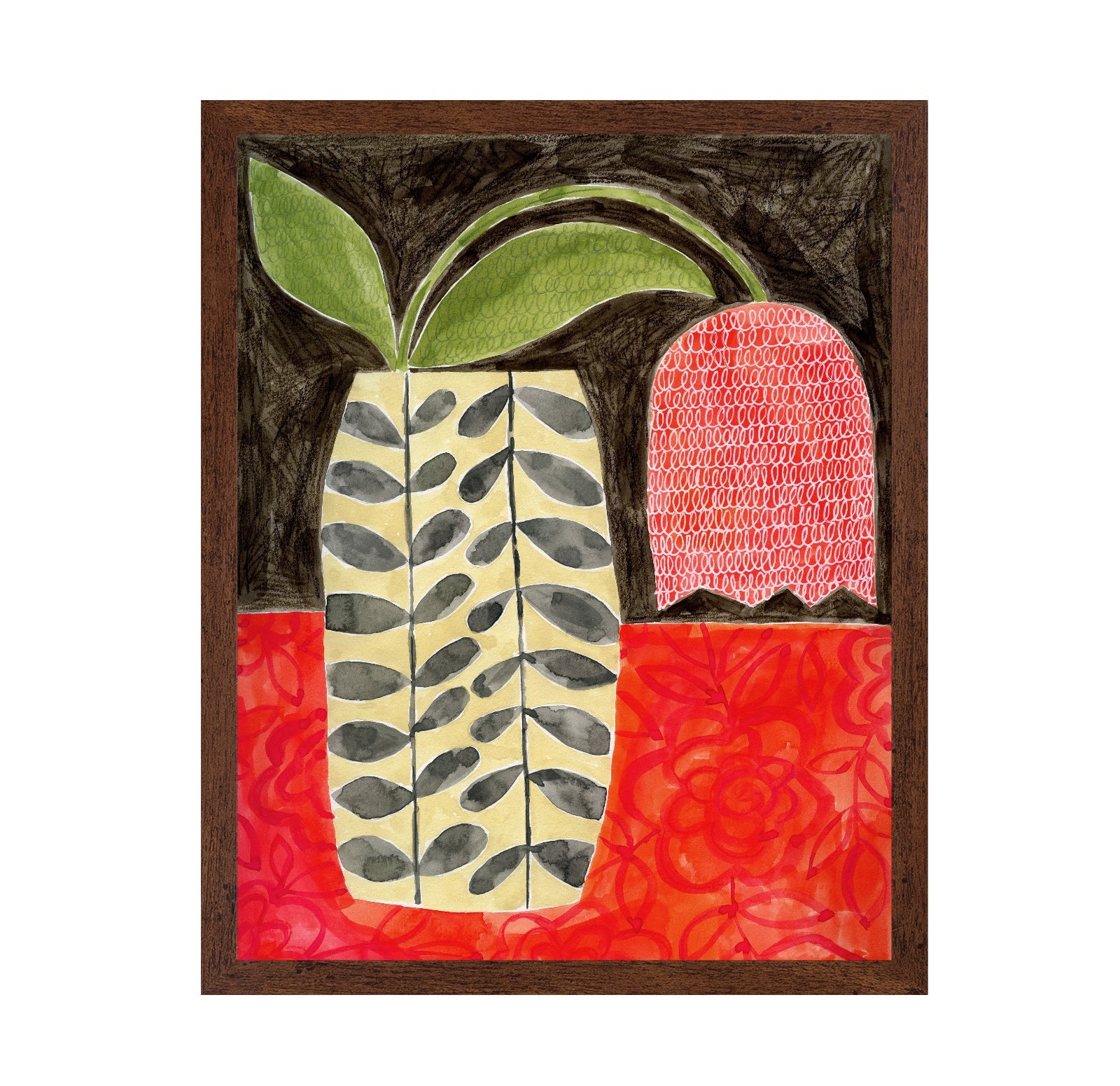 Patterned Vase Leaves