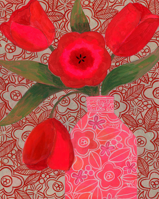 Red Tulip Vase
