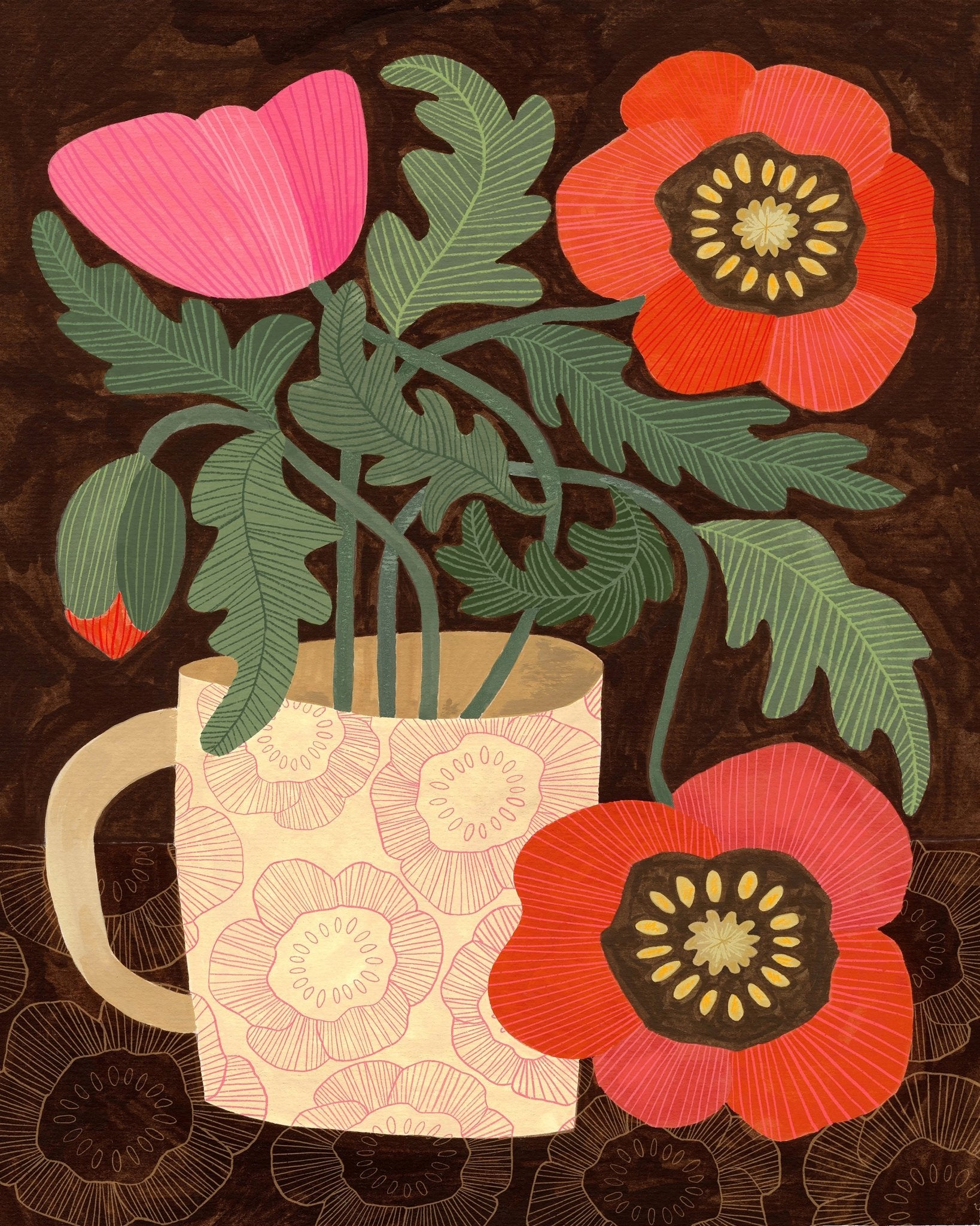Red Floral Mug
