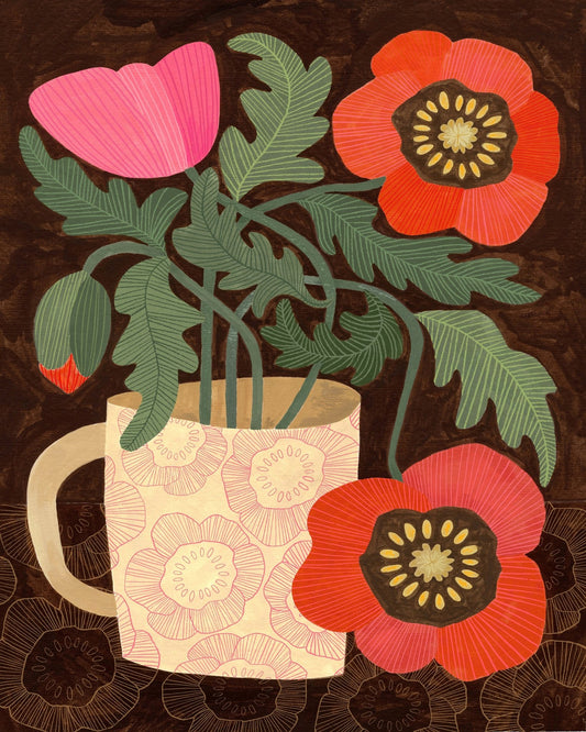 Red Floral Mug