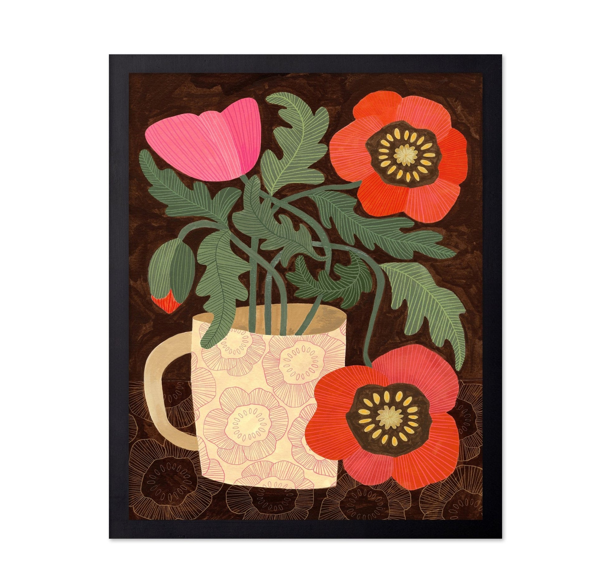 Red Floral Mug