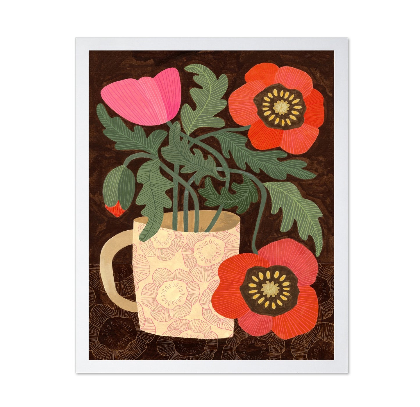 Red Floral Mug