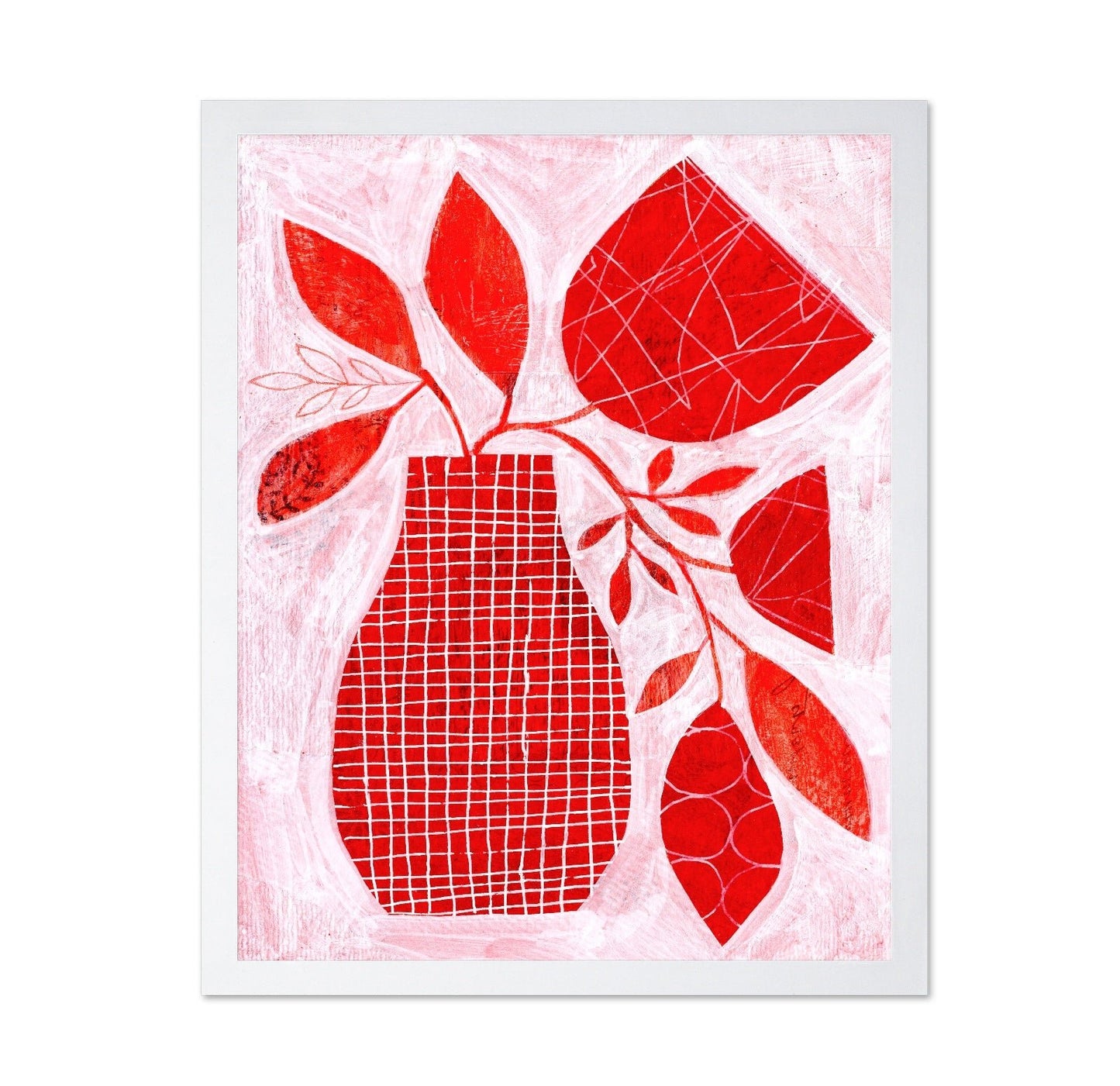 Red Botanical Vase