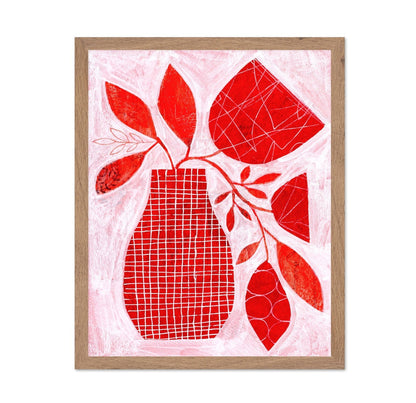 Red Botanical Vase