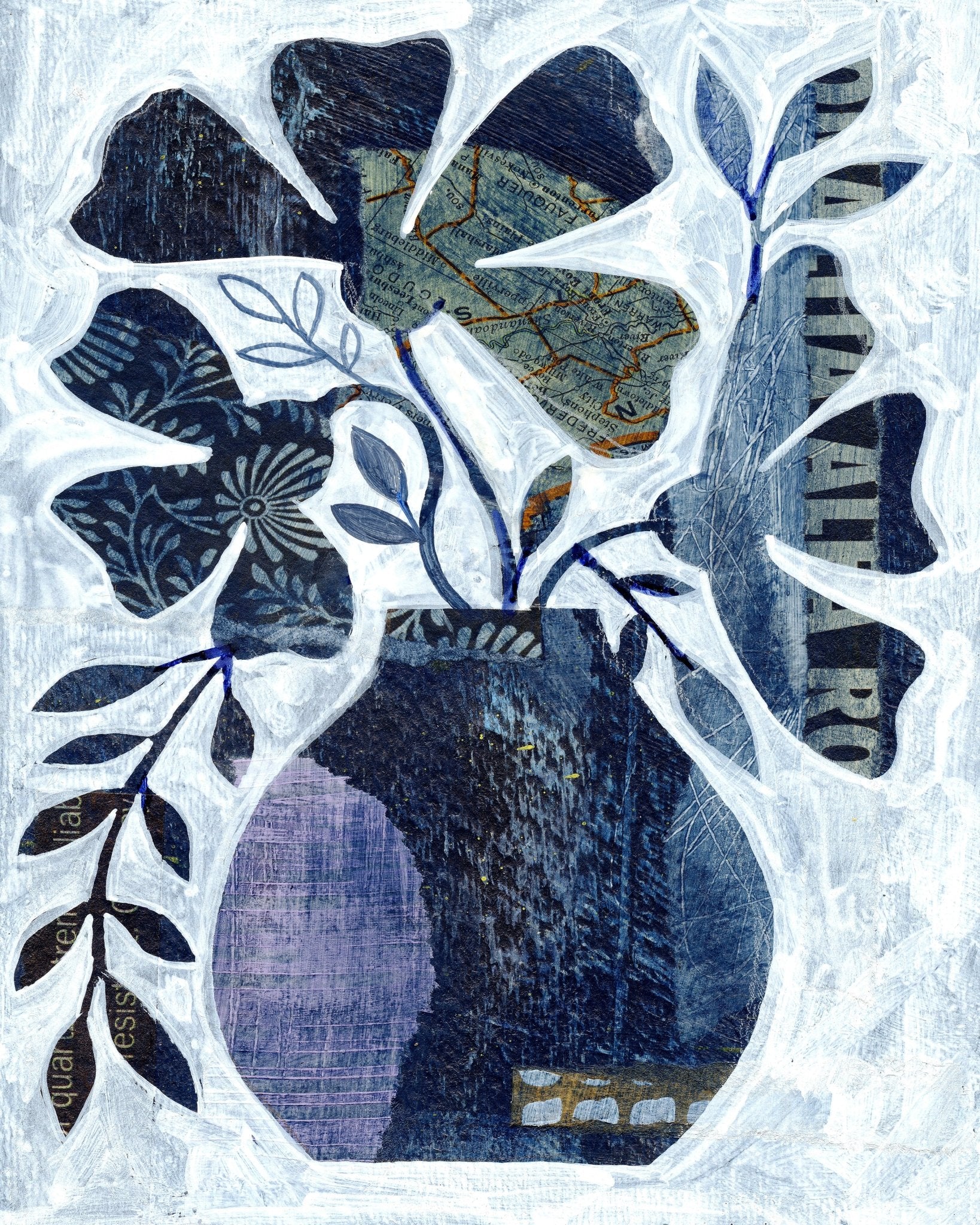 Indigo Botanical Collage
