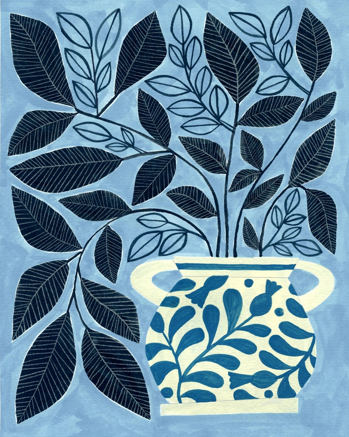 Blue Leaf Vase
