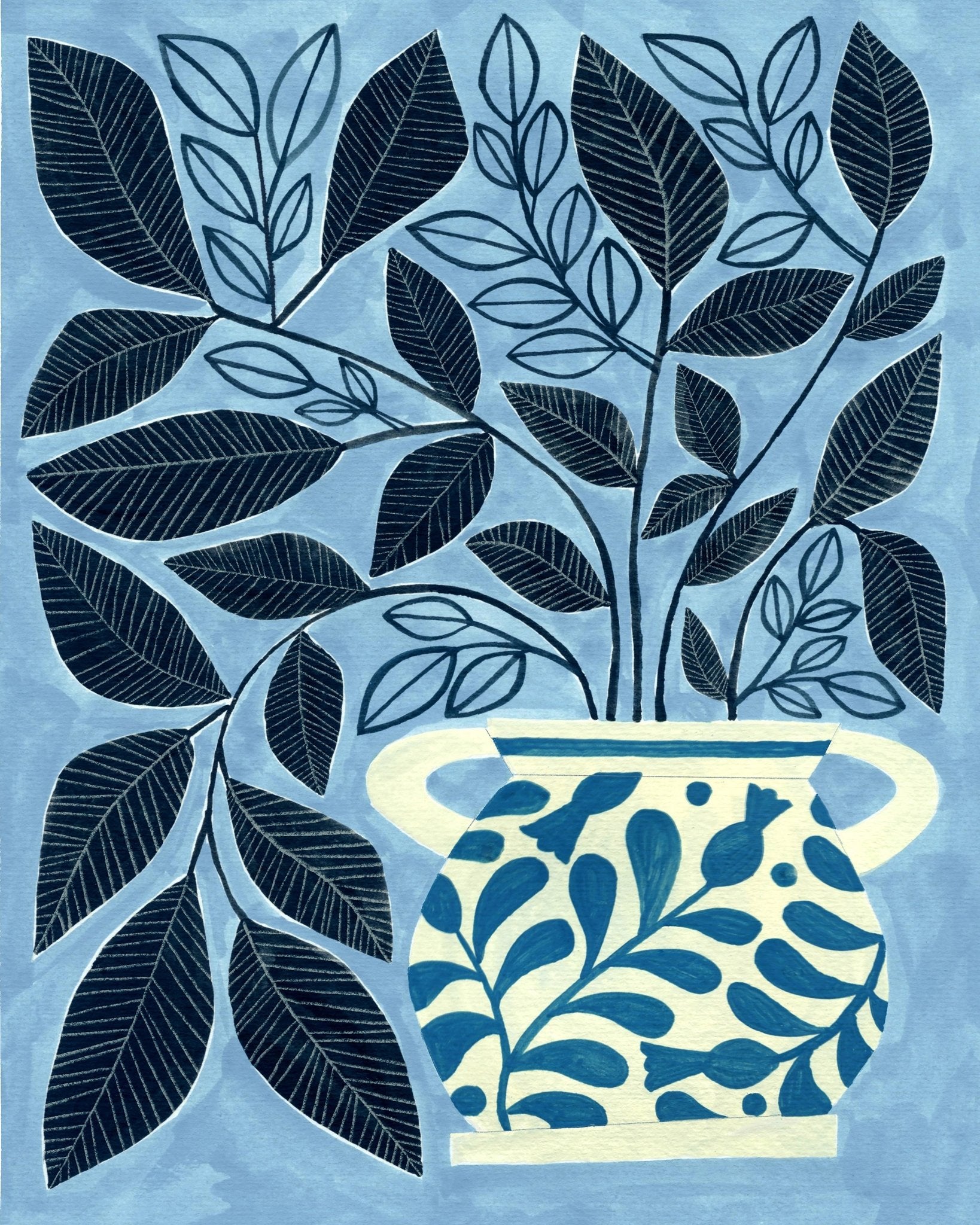Blue Leaf Vase