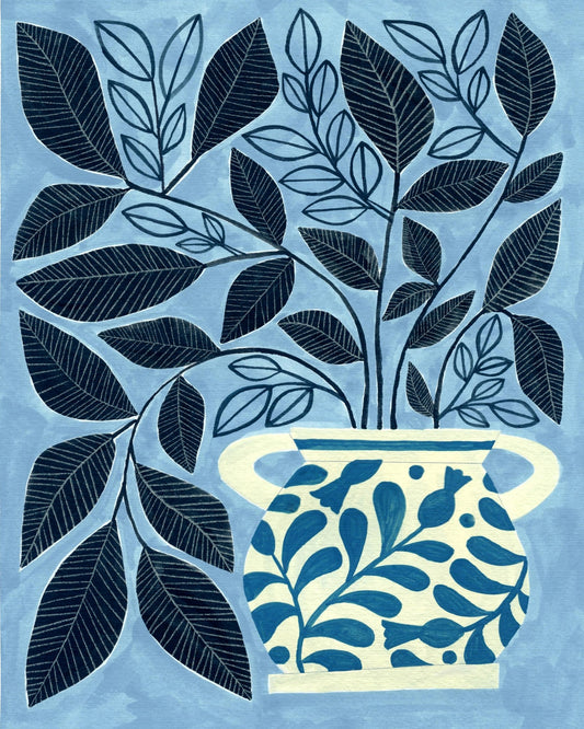 Blue Leaf Vase