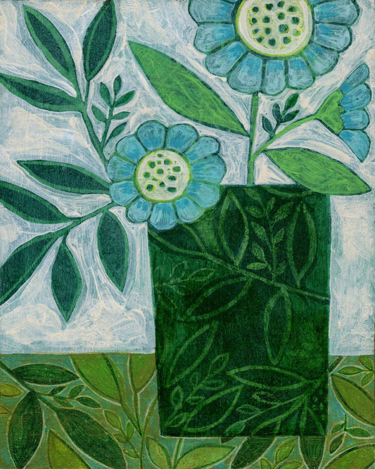 Green Floral Vase