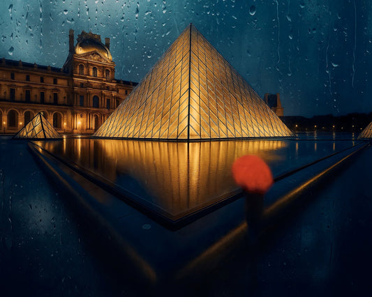 Louvre Rain Night