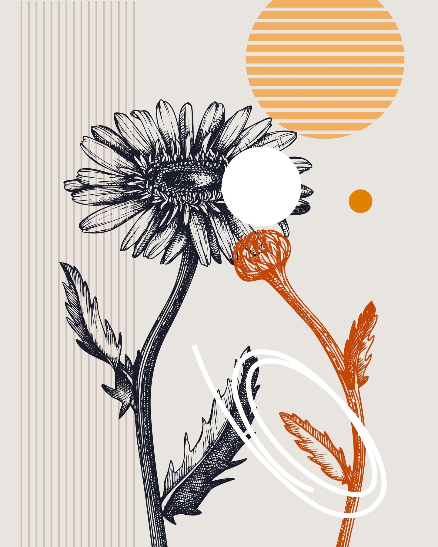 Abstract Daisy Line Art