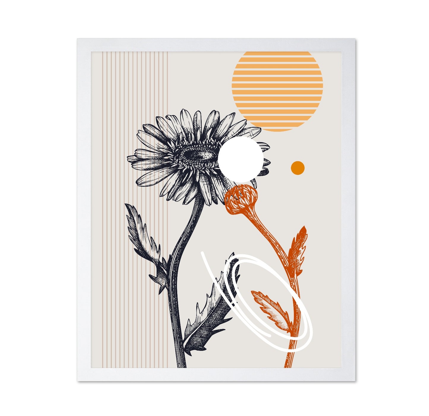 Abstract Daisy Line Art