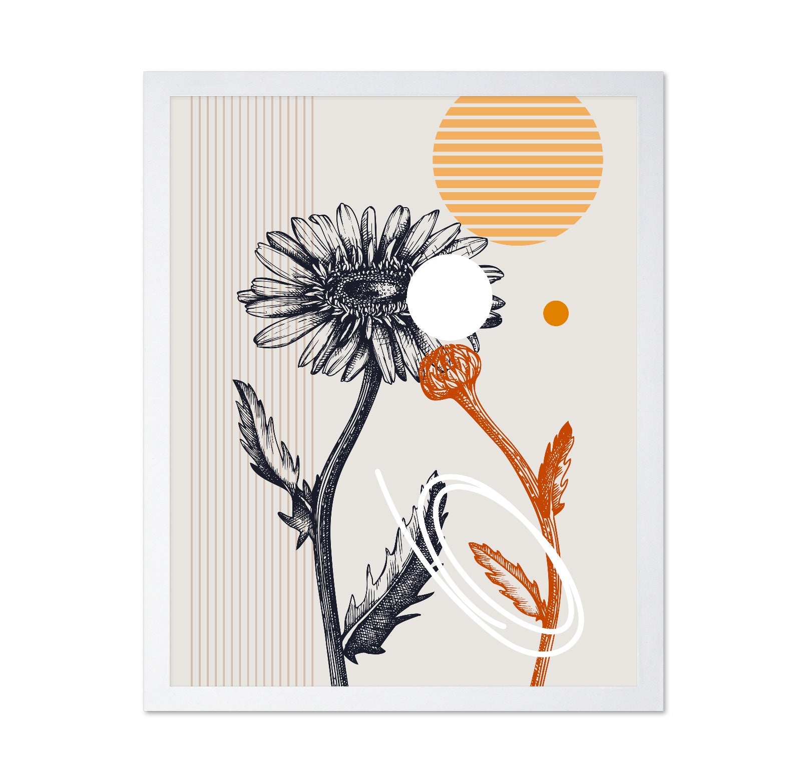 Abstract Daisy Line Art
