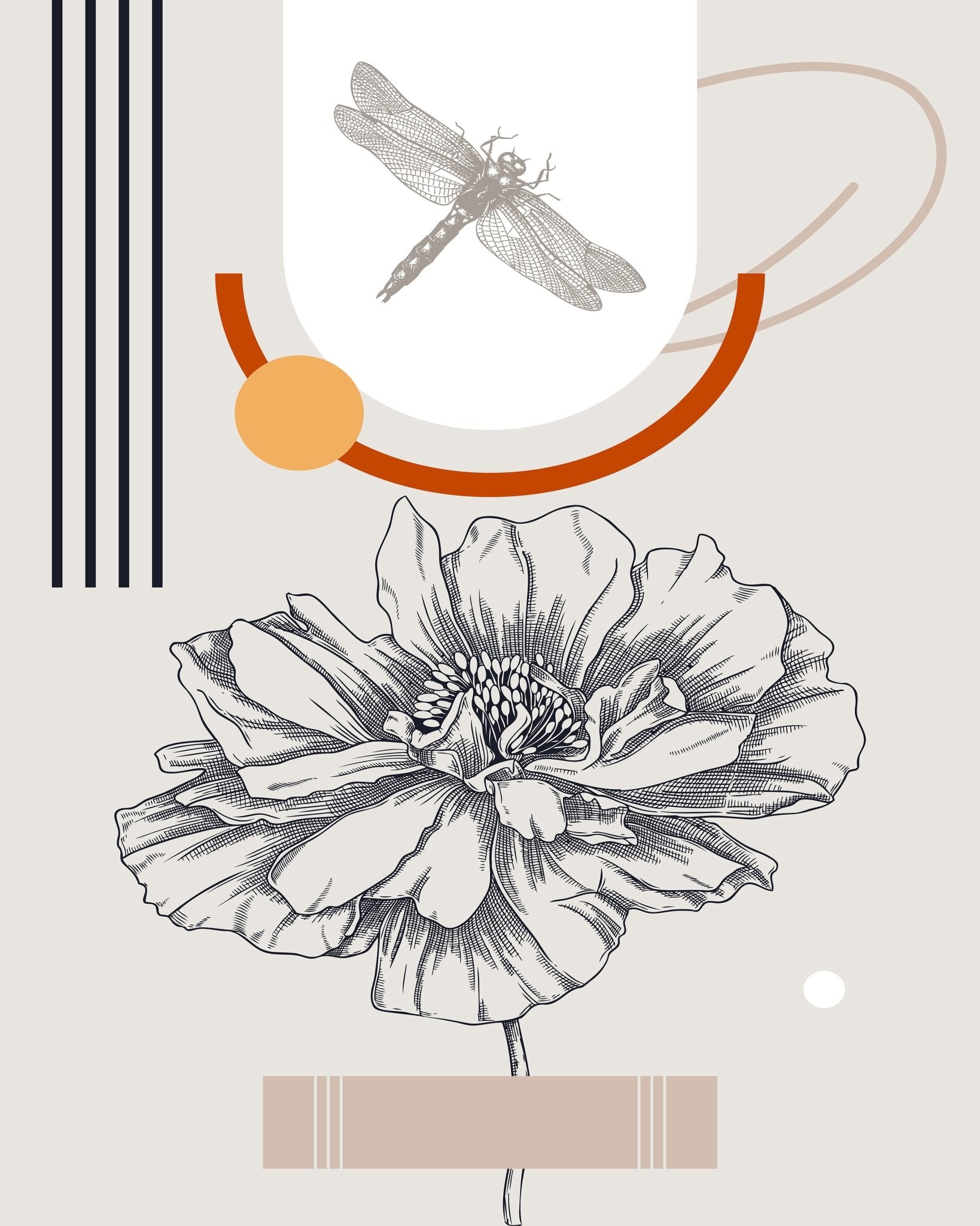 Vintage Flower Dragonfly