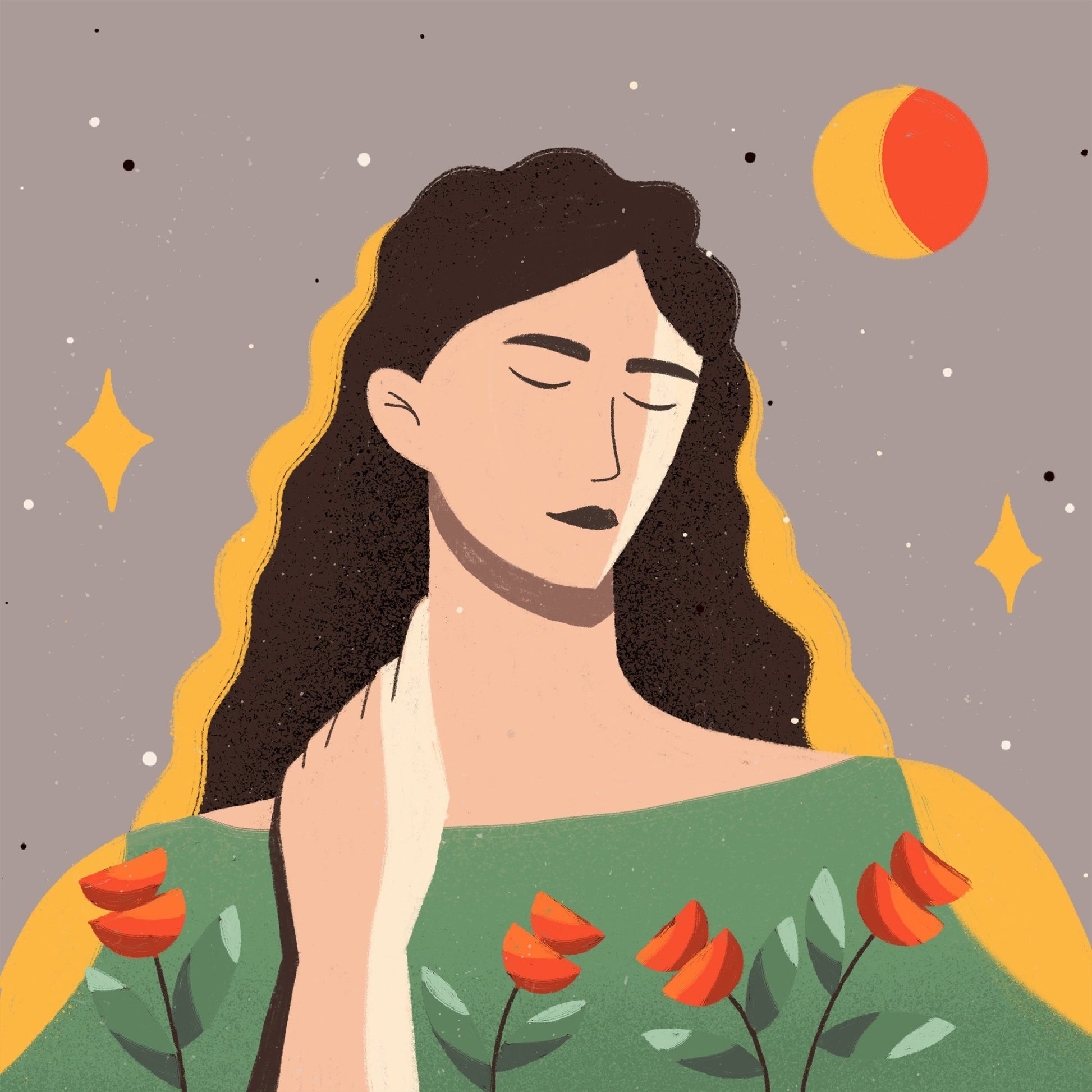 Serene Floral Portrait Woman