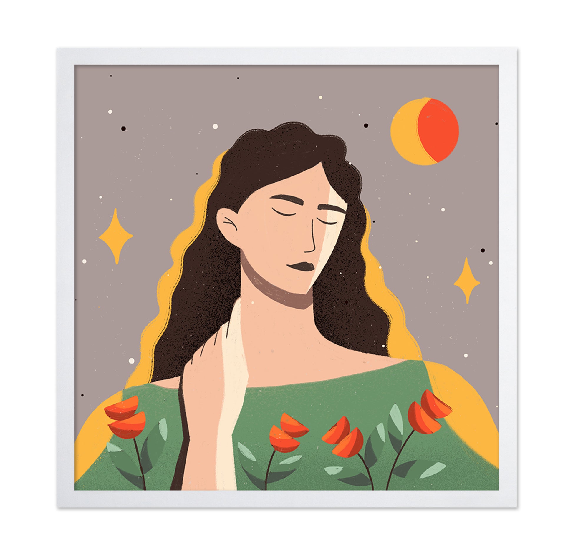 Serene Floral Portrait Woman