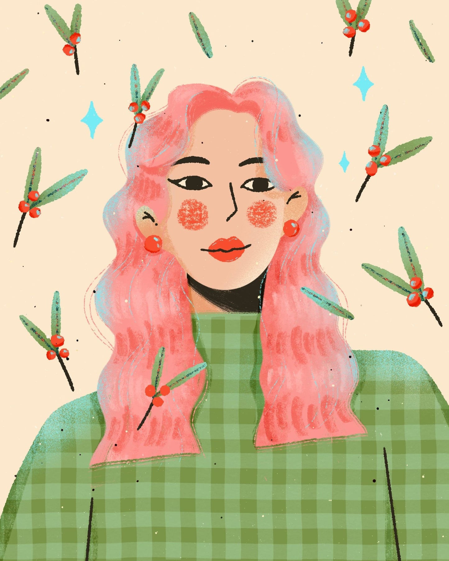 Pink Hair Winter Girl