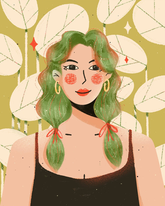 Green Hair Portrait Girl