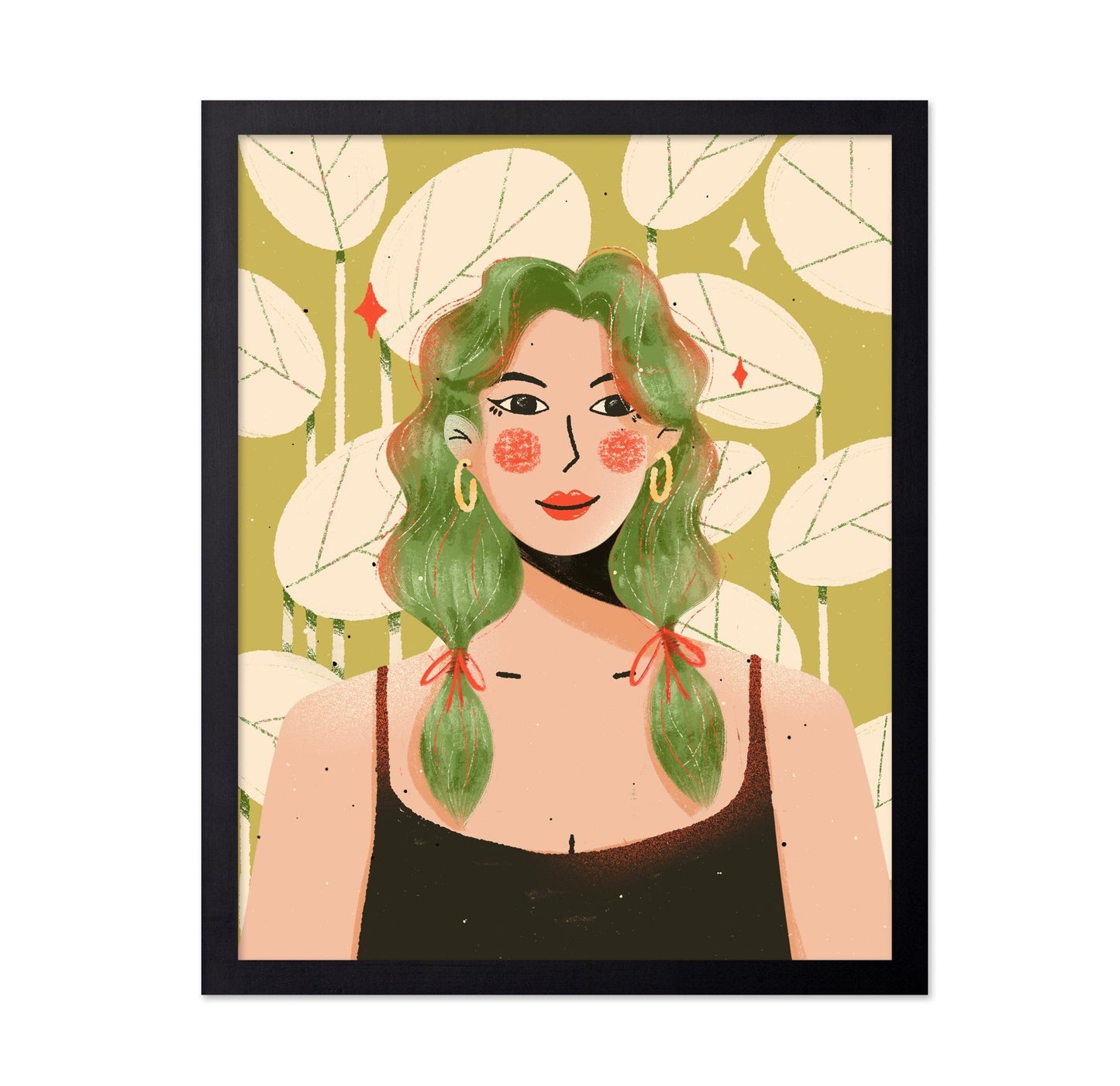 Green Hair Portrait Girl