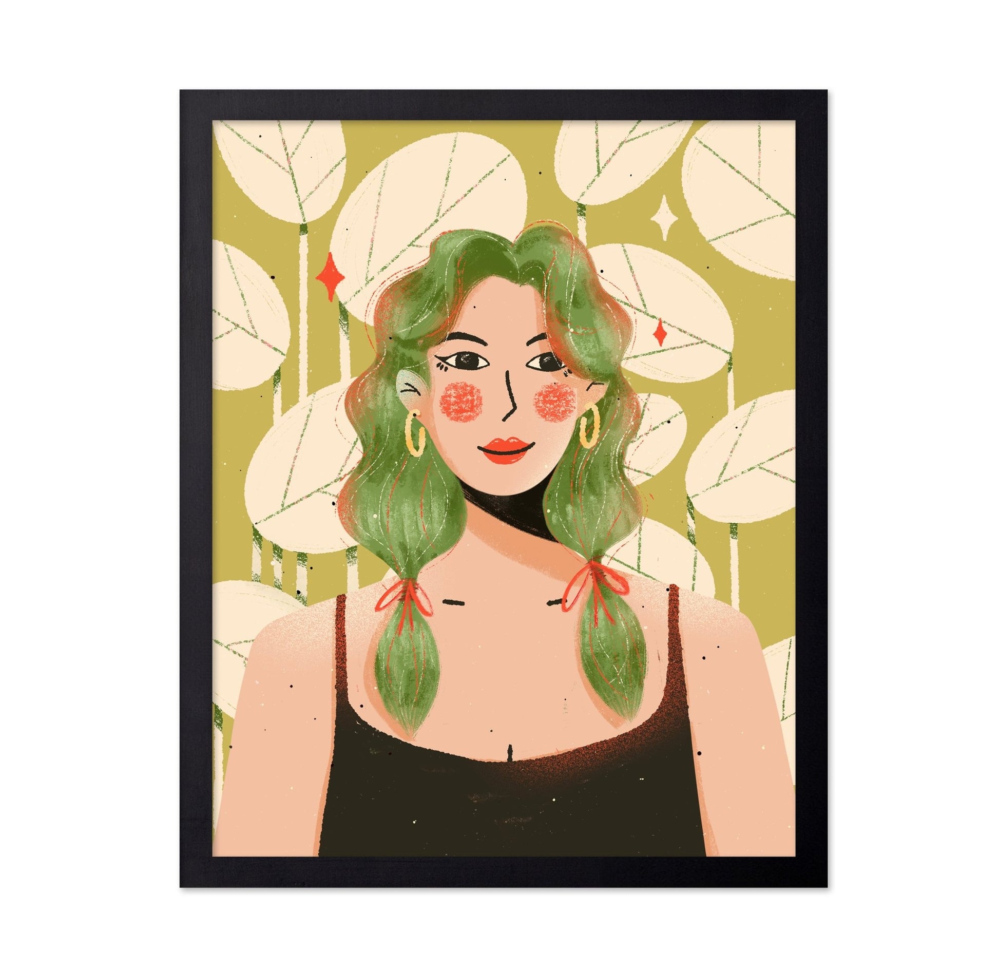 Green Hair Portrait Girl
