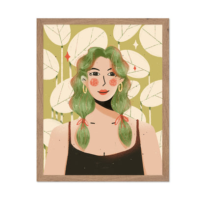 Green Hair Portrait Girl