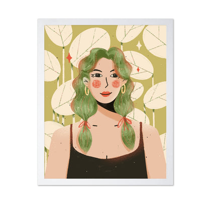 Green Hair Portrait Girl