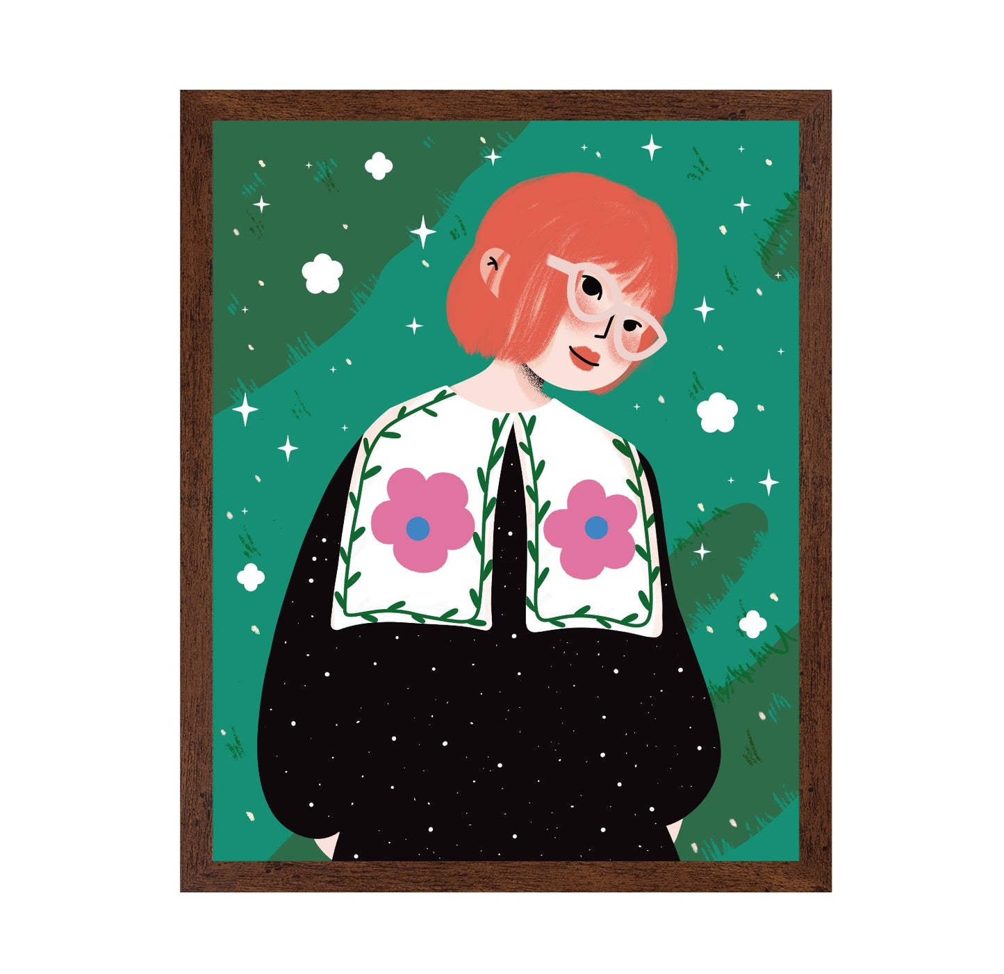 Pink Hair Floral Girl