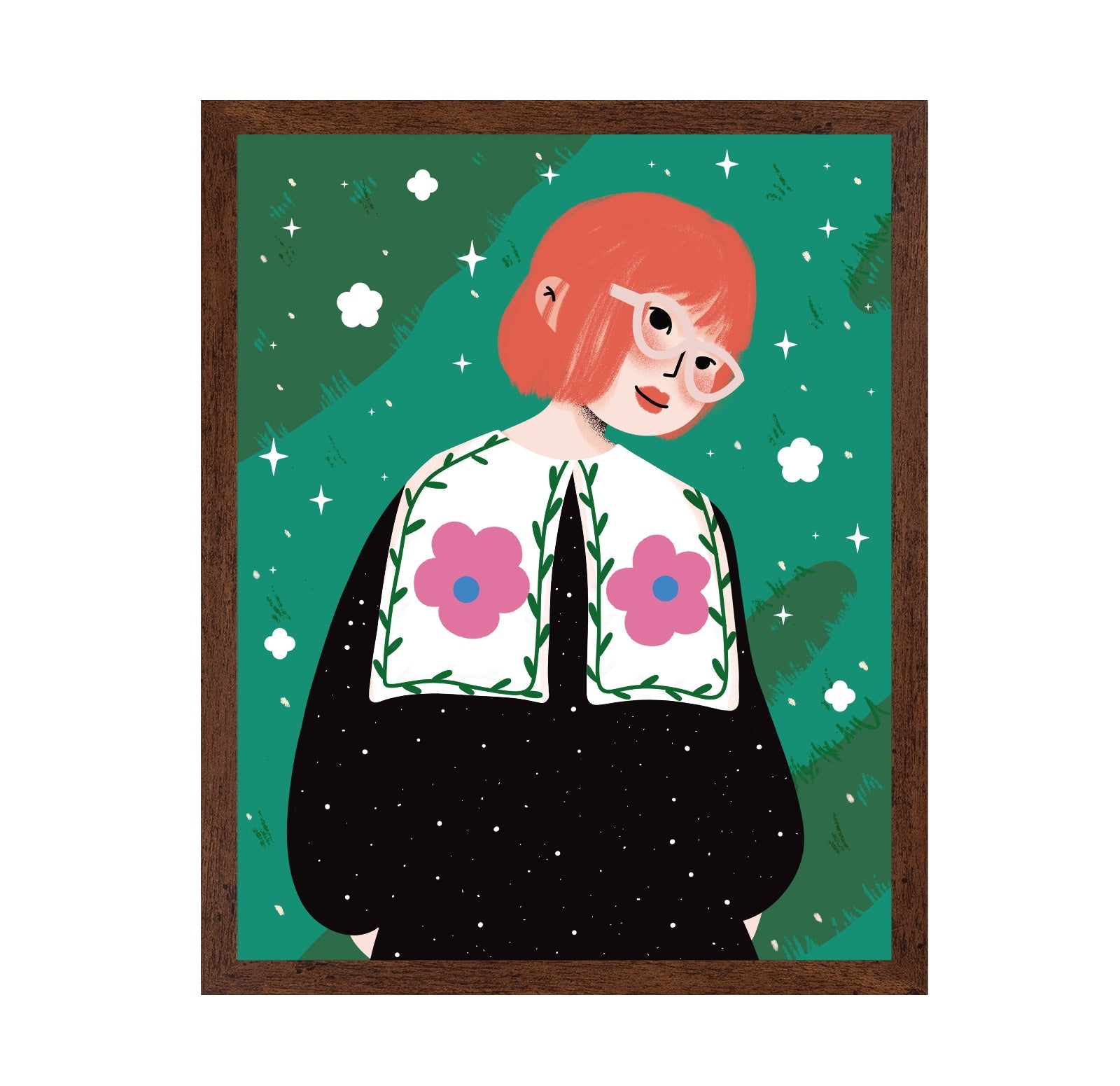 Pink Hair Floral Girl