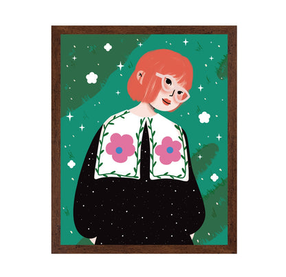 Pink Hair Floral Girl