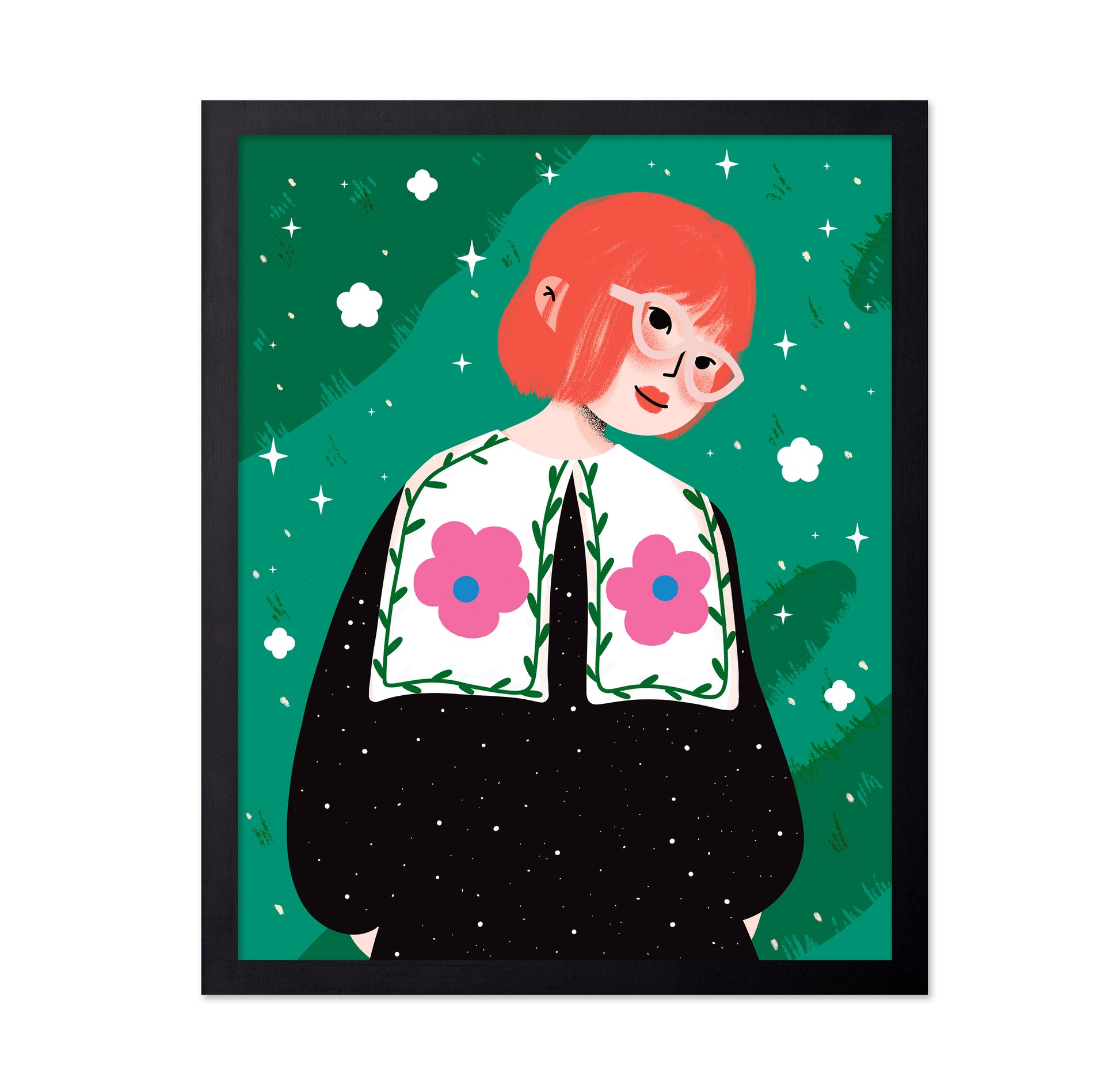 Pink Hair Floral Girl