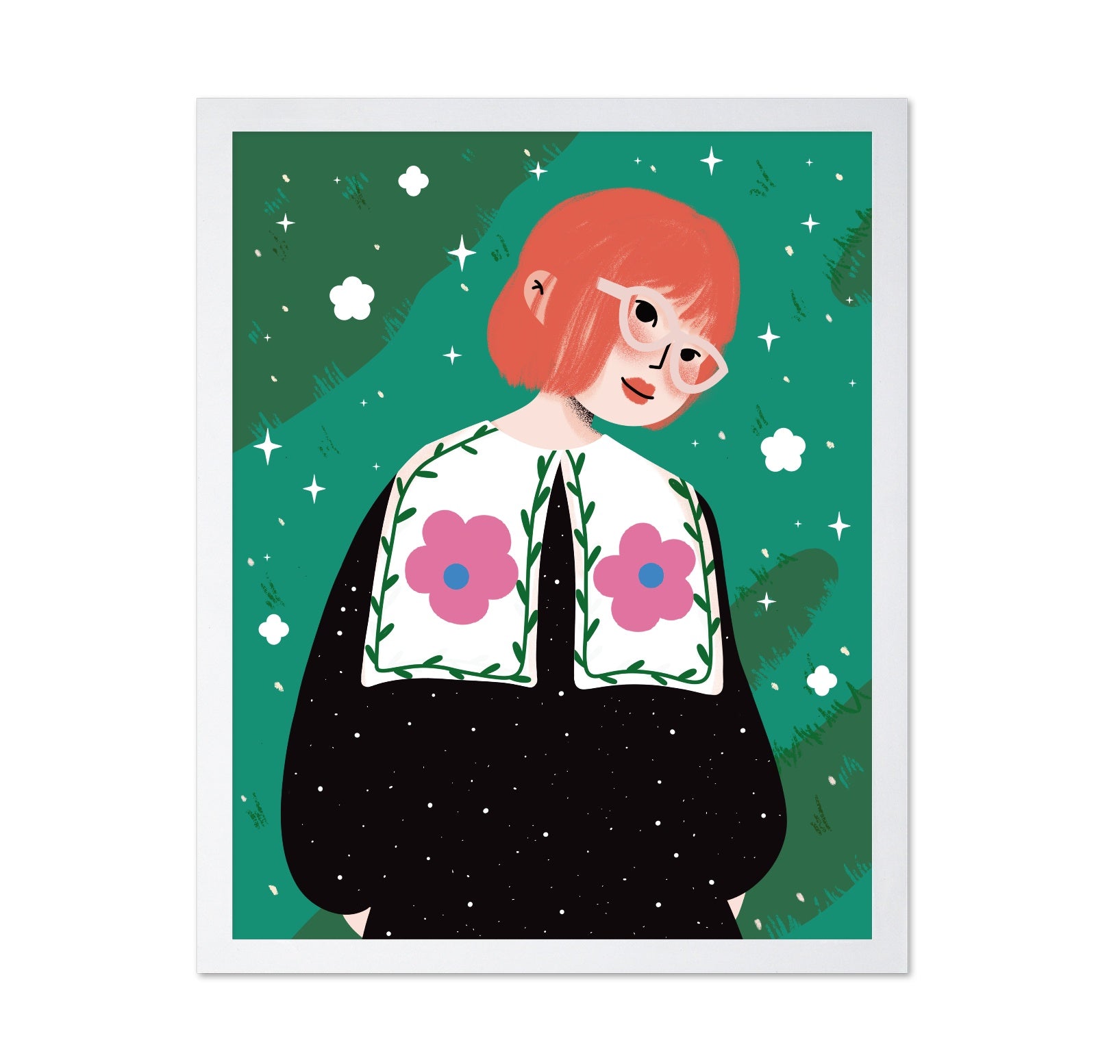 Pink Hair Floral Girl