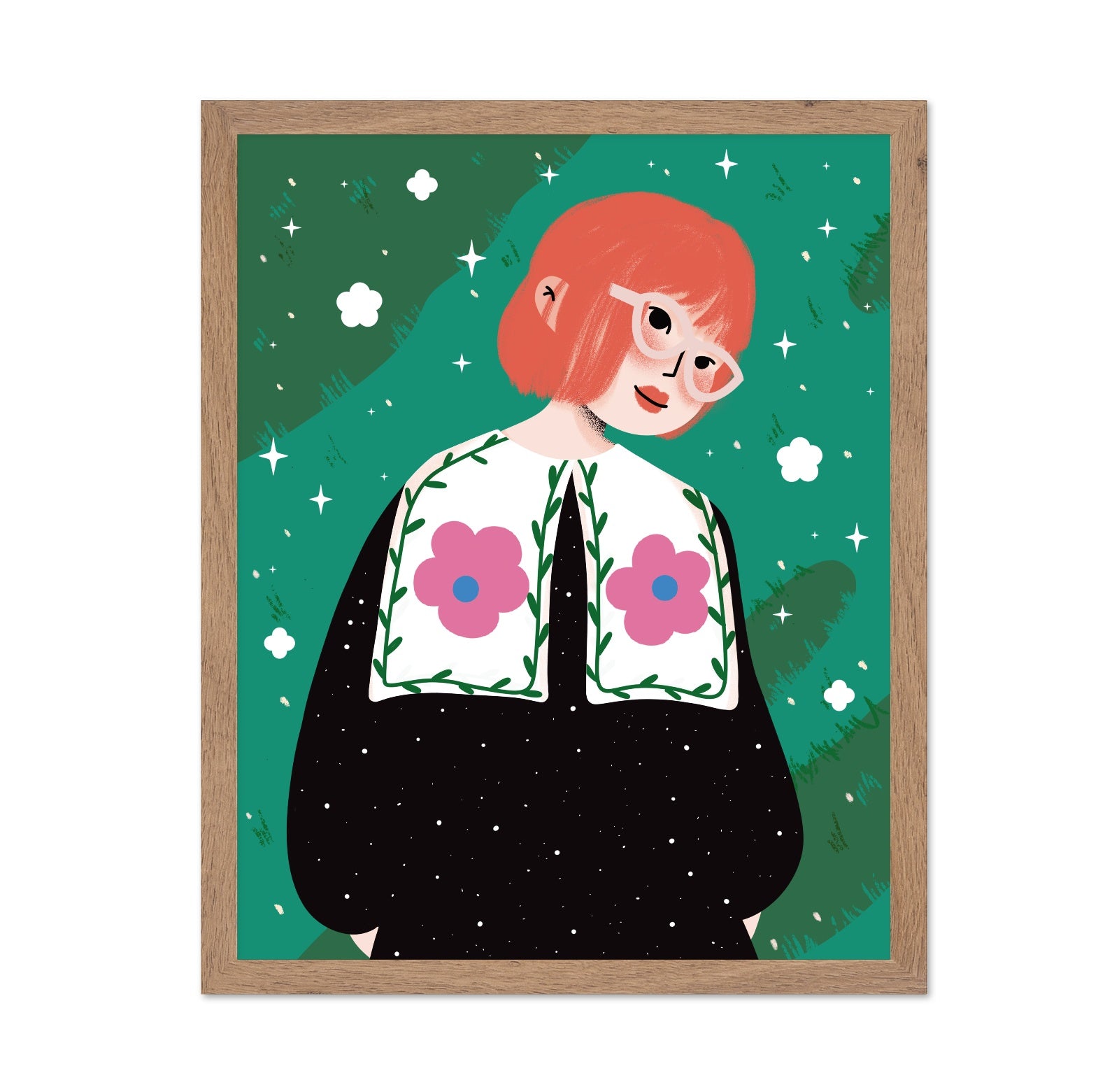 Pink Hair Floral Girl