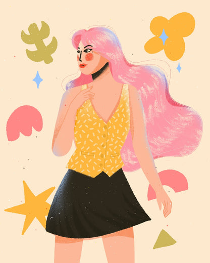 Pink Hair Fashion Girl