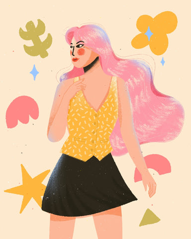 Pink Hair Fashion Girl