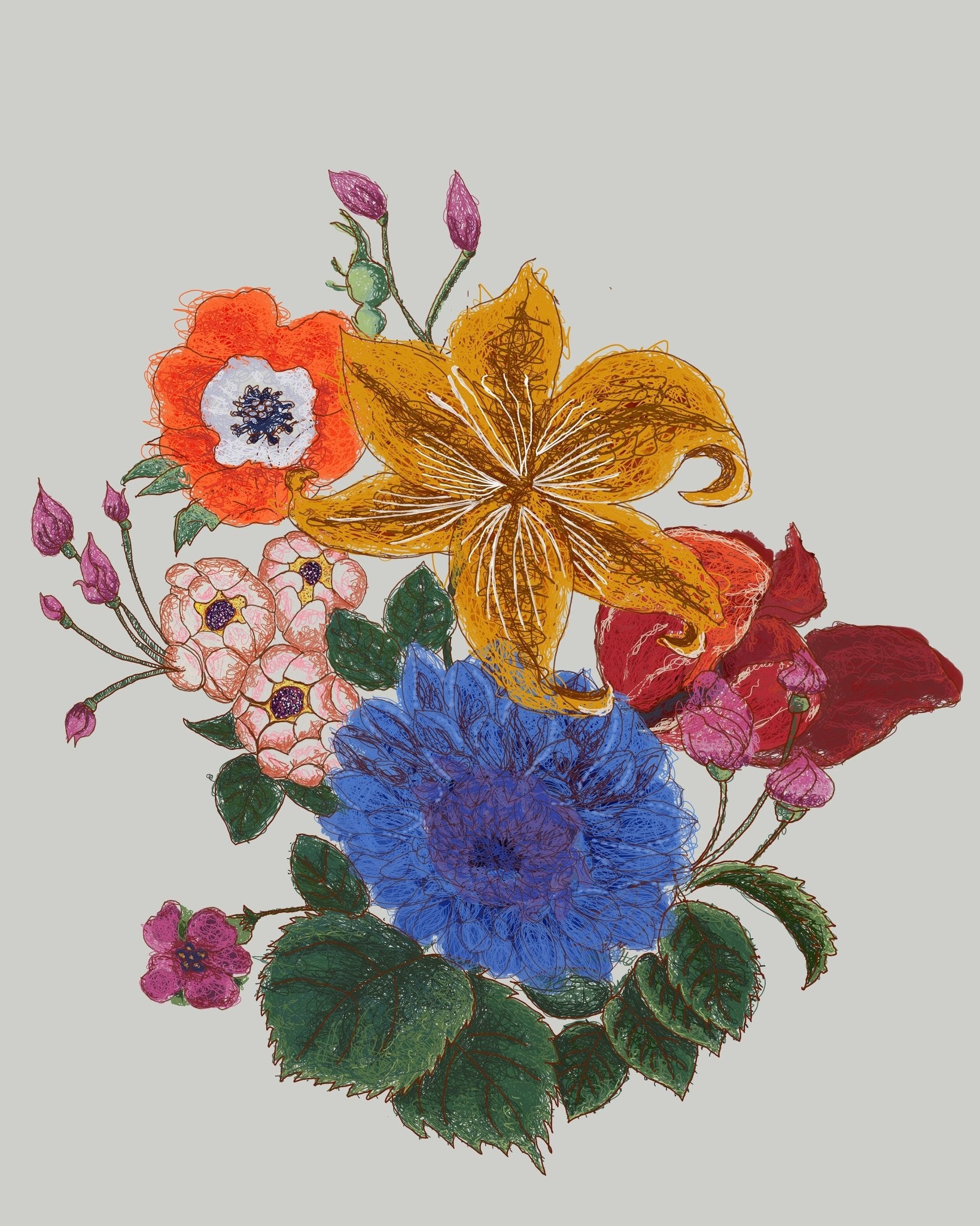 Colorful Floral Sketch No2