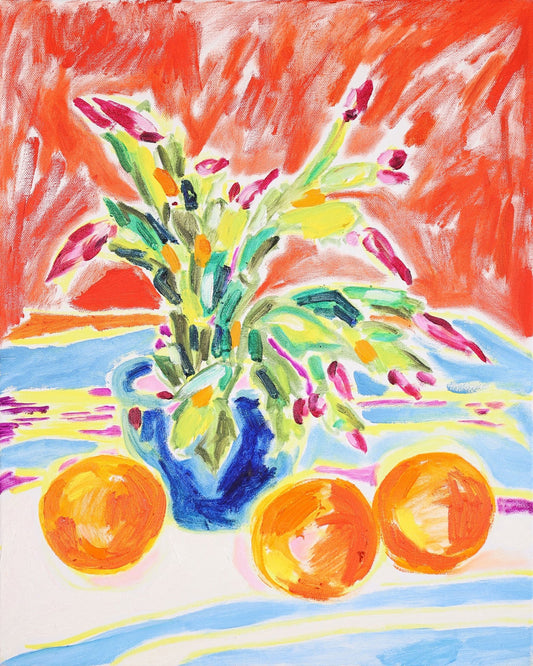 Oranges And Floral Vase
