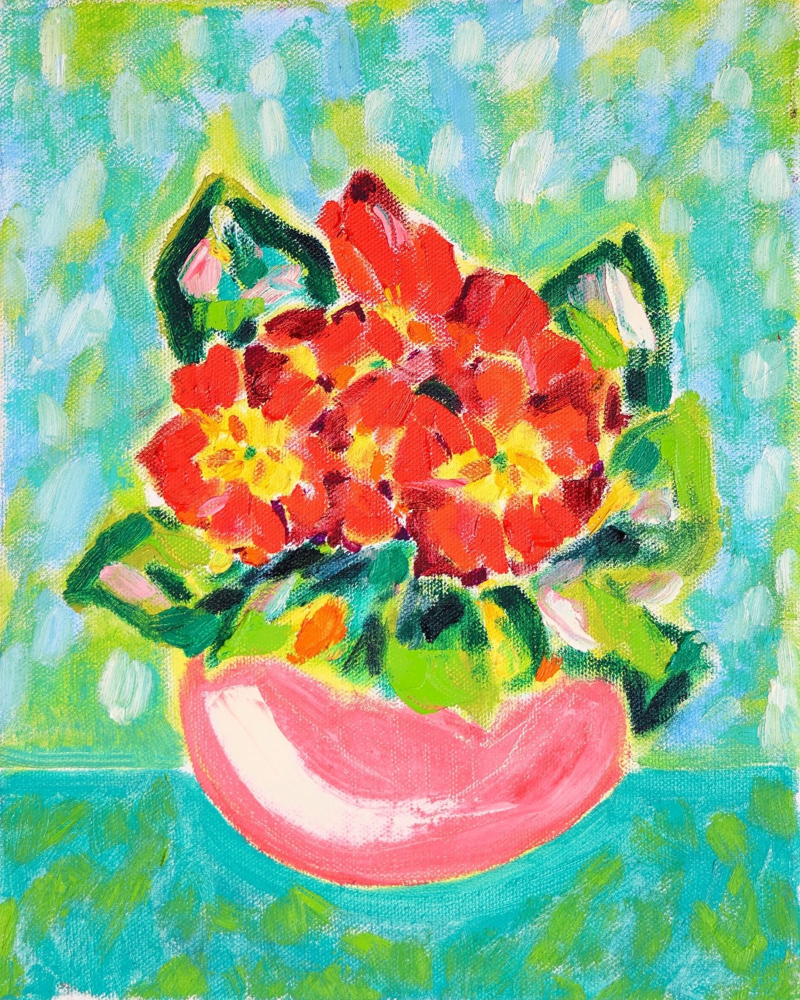 Red Floral Vase