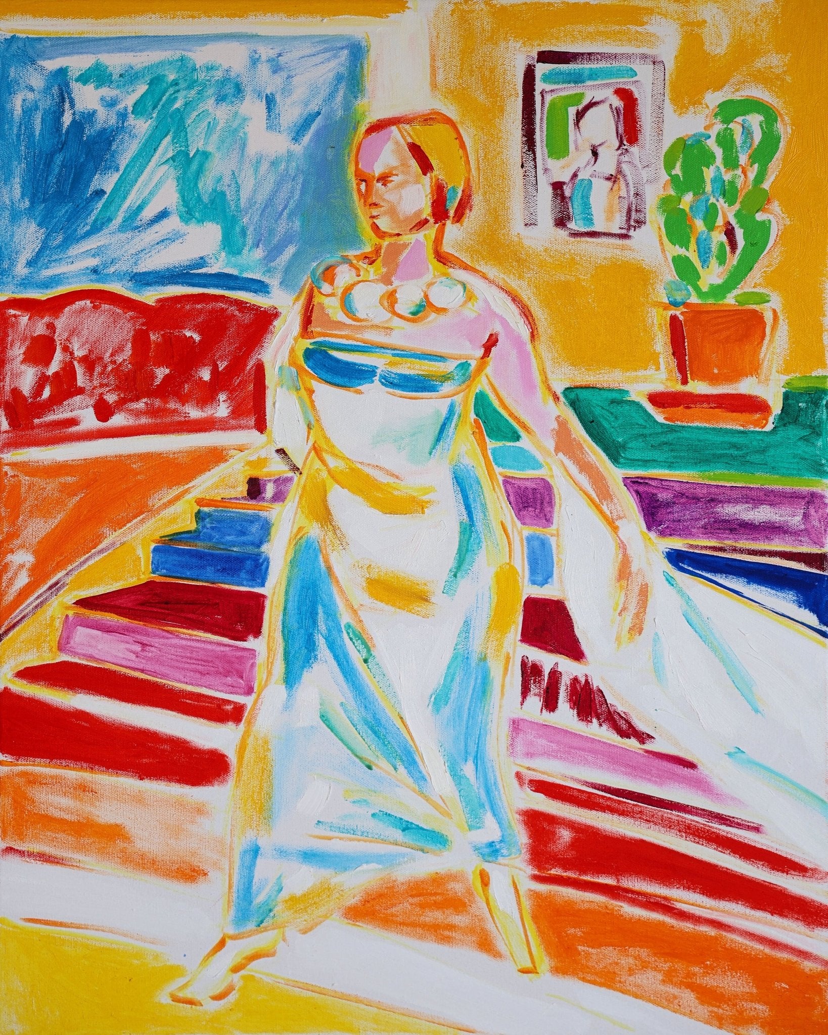 Woman In Colorful Interior