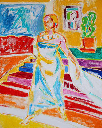 Woman In Colorful Interior