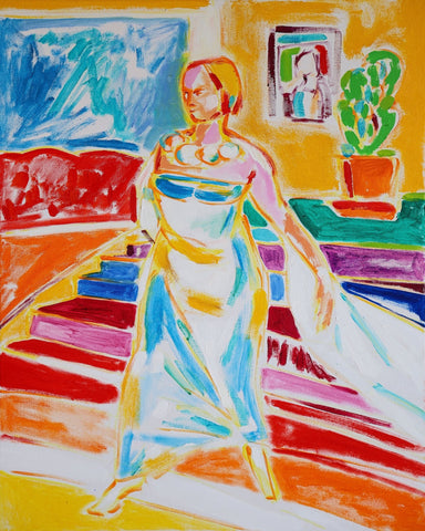 Woman In Colorful Interior
