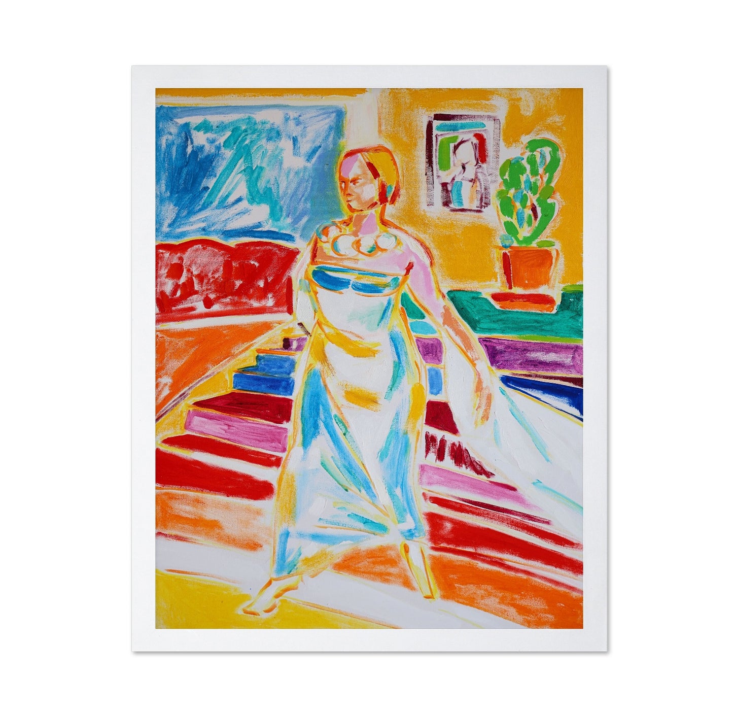 Woman In Colorful Interior