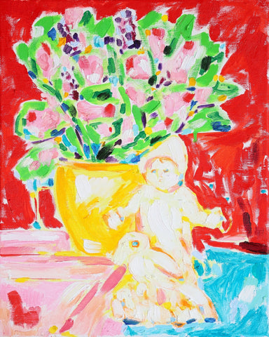 Floral Vase With Doll