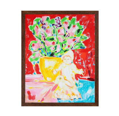 Floral Vase With Doll