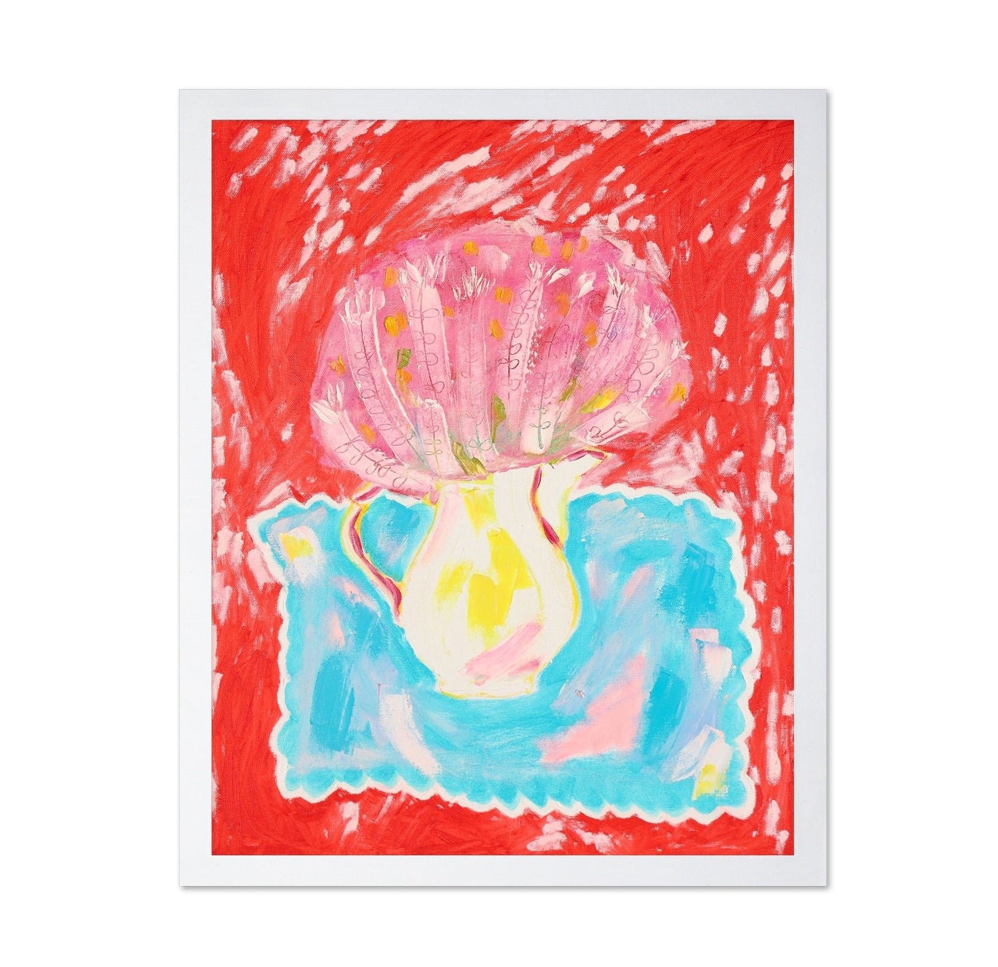 Pink Bloom In White Vase