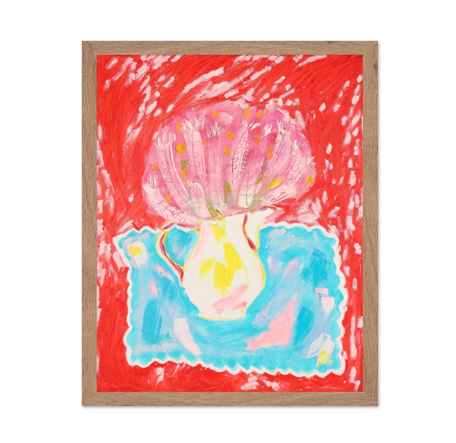 Pink Bloom In White Vase